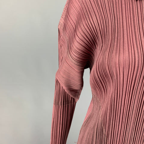 PLEATS PLEASE by ISSEY MIYAKE Talla M Top casual plisado con cremallera rosa malva