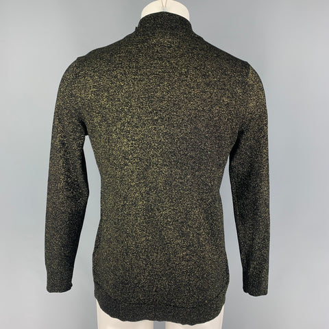 CALVIN KLEIN Size M Black Gold Metallic Rayon Blend Mock Neck Pullover