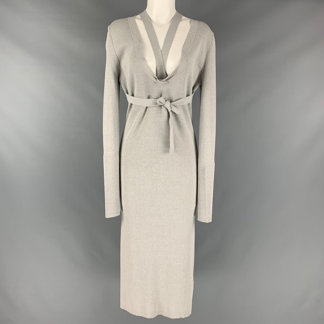 DION LEE Size M Grey Viscose Blend Midi Mid-Calf Dress