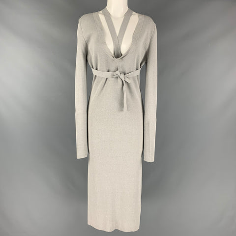 DION LEE Vestido midi a media pantorrilla en mezcla de viscosa gris talla M