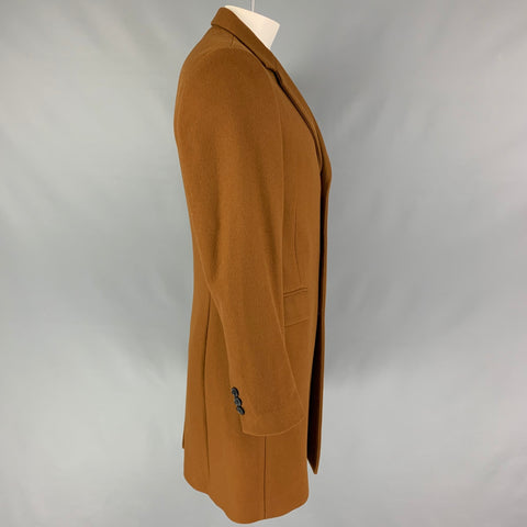 SANDRO Size L Brown Wool Blend Notch Lapel Coat