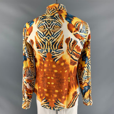 ROBERTO CAVALLI Size M Multi-Color Print Silk button down Long Sleeve Shirt
