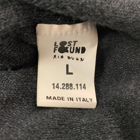 LOST & FOUND Size L Black & Grey Cotton Blend Layered Pullover