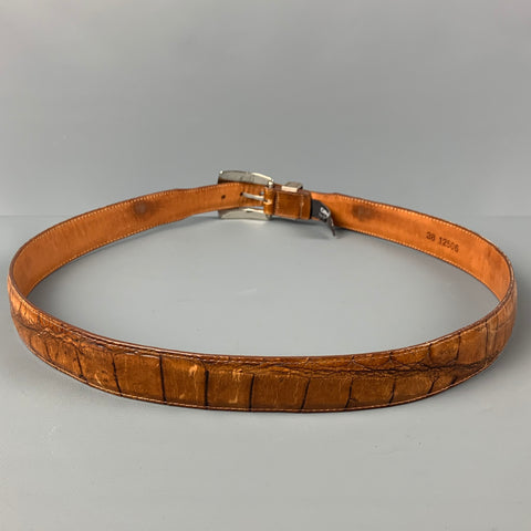 BRIGHTON Size 38 Tan Embossed Leather Belt