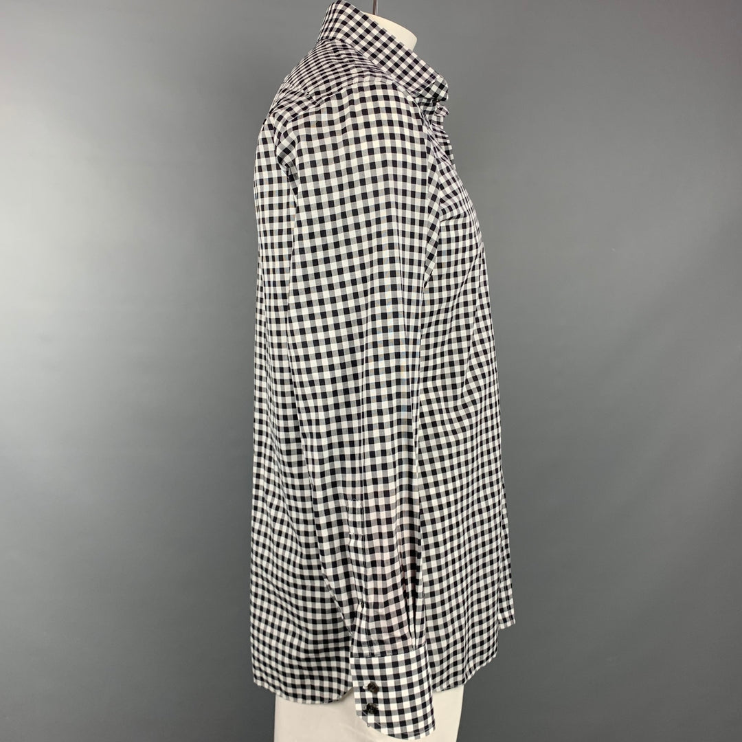 TOM FORD Taille XL Chemise à manches longues boutonnée en coton à carreaux noir et blanc