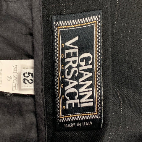 Vintage GIANNI VERSACE Size 36 Black Print Wool Dress Pants