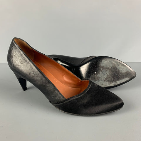 LANVIN Size 9 Black Satin Solid Pumps