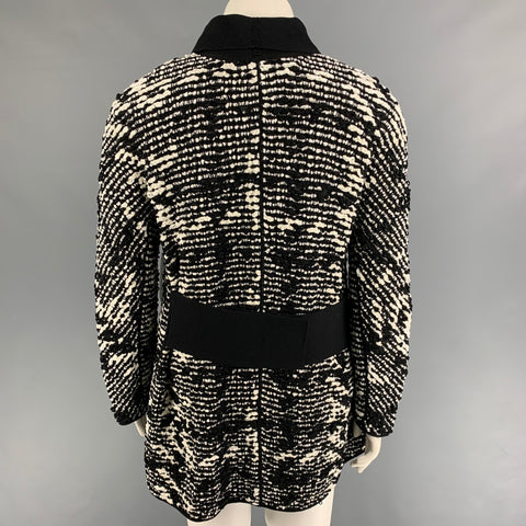 GIORGIO ARMANI Size 10 Black White Viscose Blend Woven Buttoned Coat