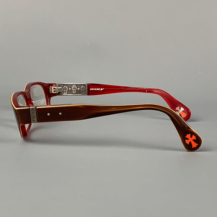 CHROME HEARTS Burgundy Silver Acetate Stroked Eyewear