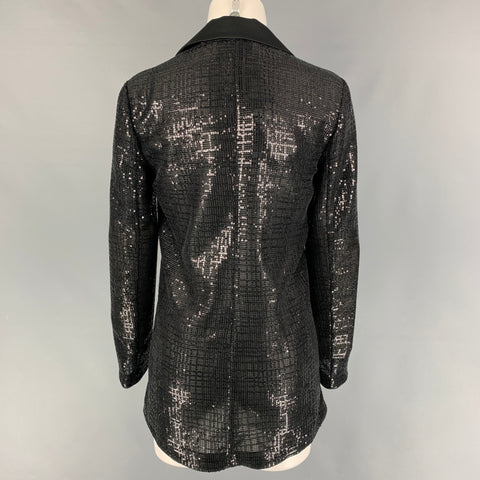 EMPORIO ARMANI Size 4 Black Polyester Sequined Jacket Blazer