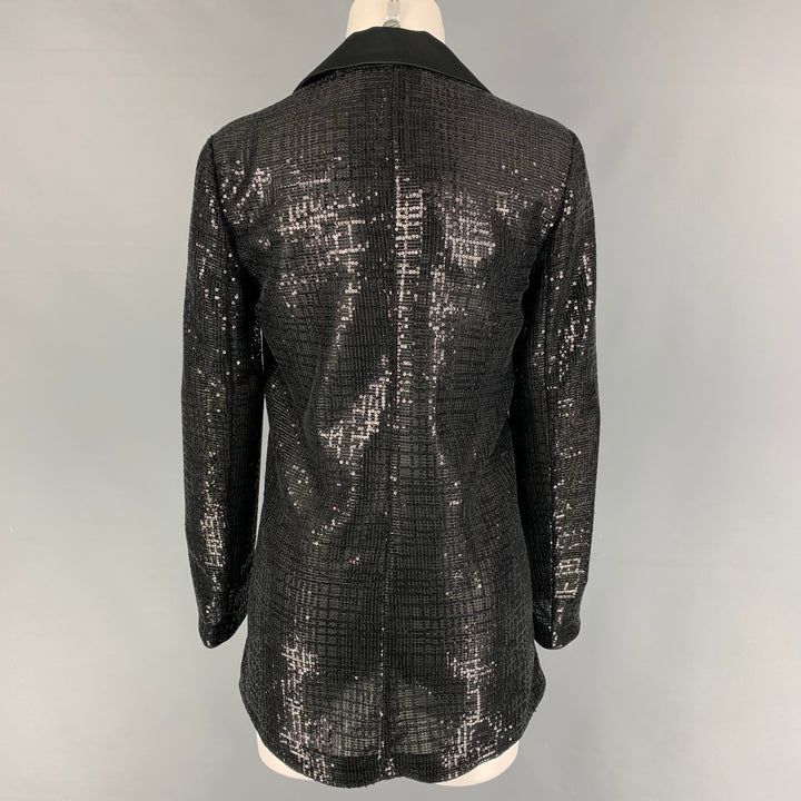EMPORIO ARMANI Size 4 Black Polyester Sequined Jacket Blazer