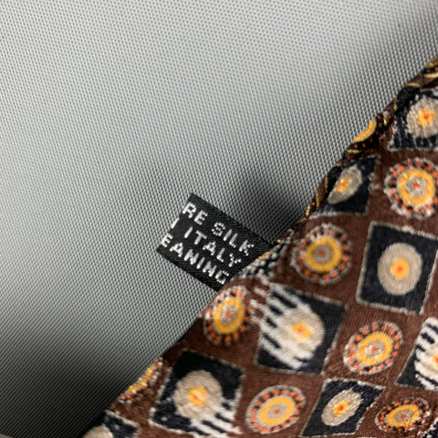 STEFANO RICCI Brown Gold Dots Silk Pocket Square