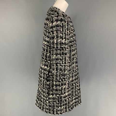 DOLCE & GABBANA Size 2 Grey Black White Wool Blend Tweed Collarless Coat