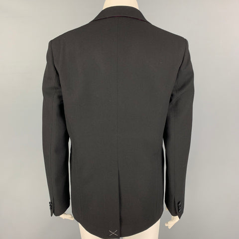 ETRO Taille 36 Veste à revers cranté en laine métallisée noire