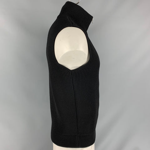MARTIN MARGIELA Chaleco con cremallera de lana de punto negro talla M