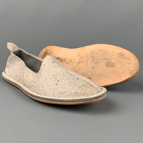 AVA RTA Size 11 Grey Print Leather Canvas Slip On Loafers