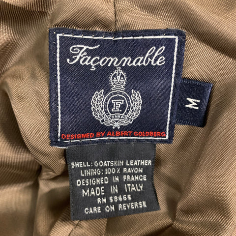 FACONNABLE Size M Tan Suede Goat Skin Hidden Buttons Jacket