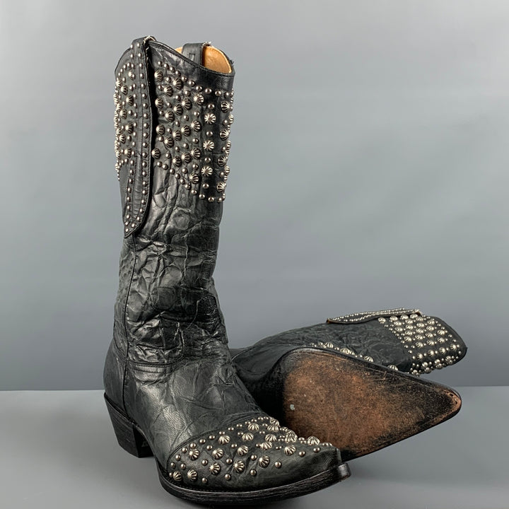 OLD GRINGO Botas sin cordones de cuero con tachuelas negras talla 10