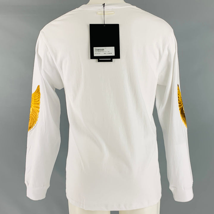 CHRISTIAN DADA Talla XS Camiseta de manga larga de algodón con bordado en oro blanco