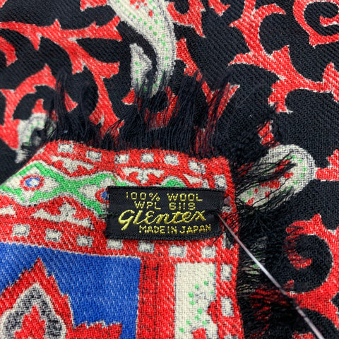 GLENTEX Print Size One Size Red & Black Print Fringe Scarf