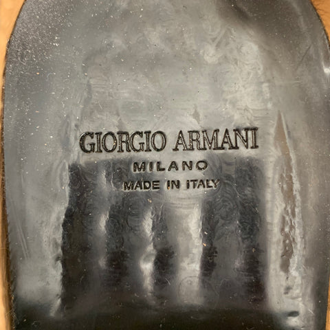 GIORGIO ARMANI Size 7 Black Solid Leather Double Monk Strap Loafers