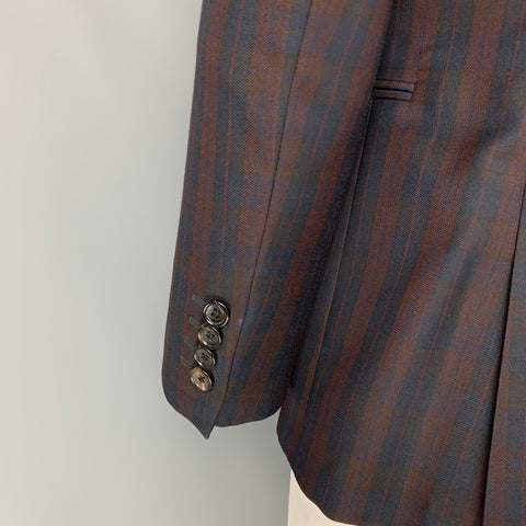PS by PAUL SMITH Size 42 Burgundy & Navy Plaid Wool Notch Lapel Sport Coat