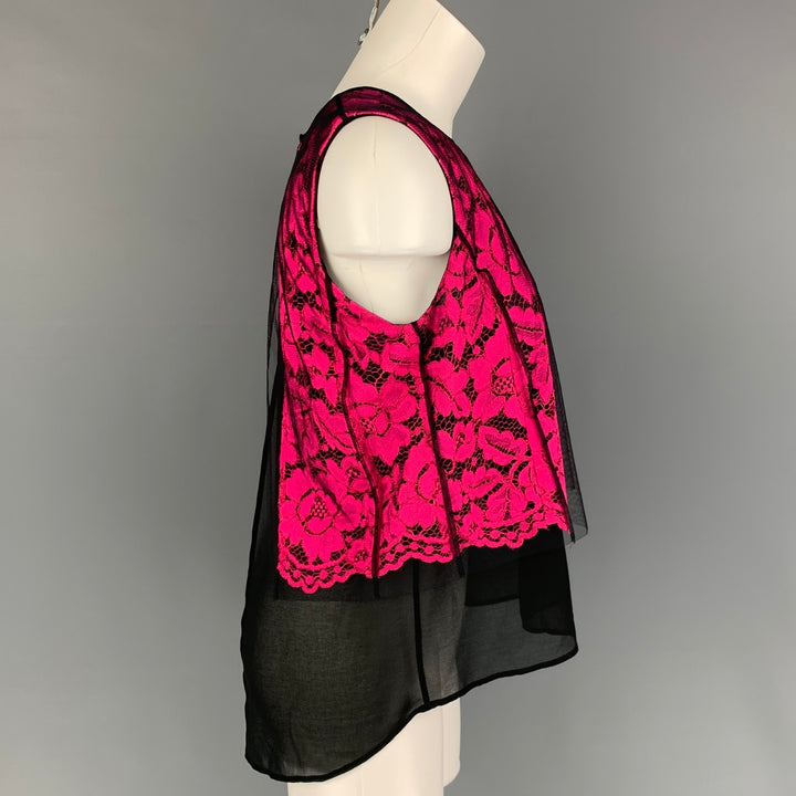 SANDRO Size M Black Pink Polyamide Mixed Fabrics Sleeveless Dress Top