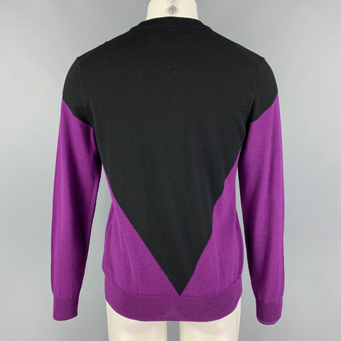 VETEMENTS x COMME des GARCONS SHIRT SS17 Size M Black Purple Graphic Wool Crew-Neck Pullover