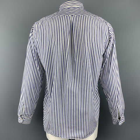 ENGINEERED GARMENTS Size L Navy & White Stripe Cotton Long Sleeve Shirt