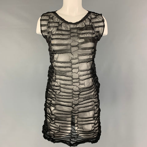 SARAH PACINI Size One Size Black Wrinkled Sleeveless Above Knee Dress