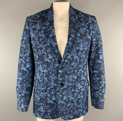 3.1 PHILLIP LIM Navy Floral Viscose Blend Notch Lapel Chest Size 42 Sport Coat