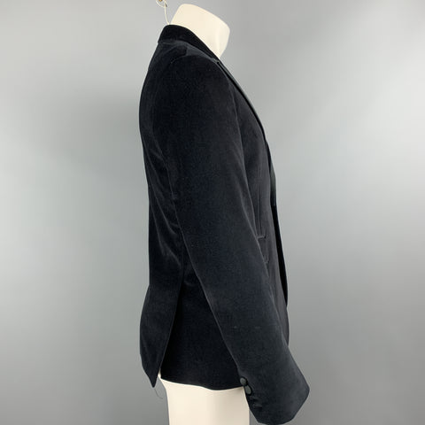 NEIL BARRETT Size 38 Black Solid Velvet Peak Lapel Sport Coat
