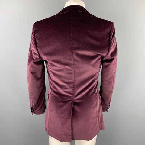 D&G by DOLCE & GABBANA Brad Size 42 Eggplant Purple Velvet Peak Lapel Sport Coat