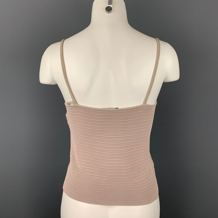 GIORGIO ARMANI Size 4 Grey & Pink Textured Striped Viscose Camisole Top