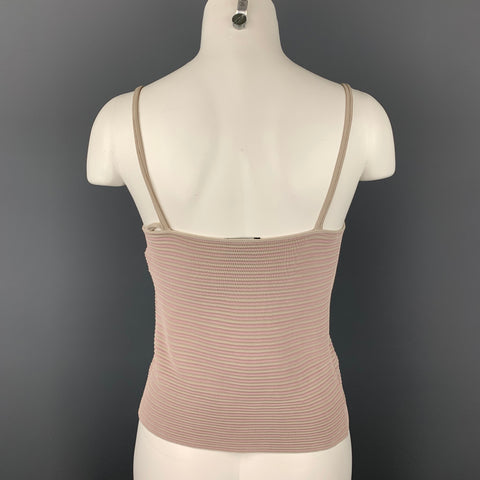 GIORGIO ARMANI Size 4 Grey & Pink Textured Striped Viscose Camisole Top