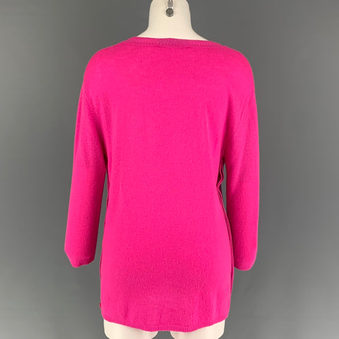 MAGASCHONI Size S Pink Cashmere Knitted V-Neck Pullover