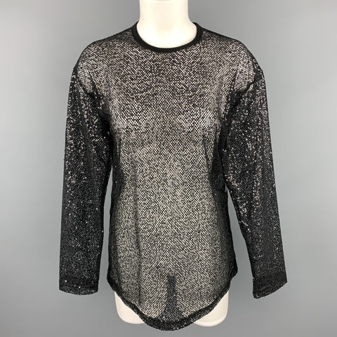 JUNYA WATANABE Size M Black Sequined Mesh Crew-Neck Pullover