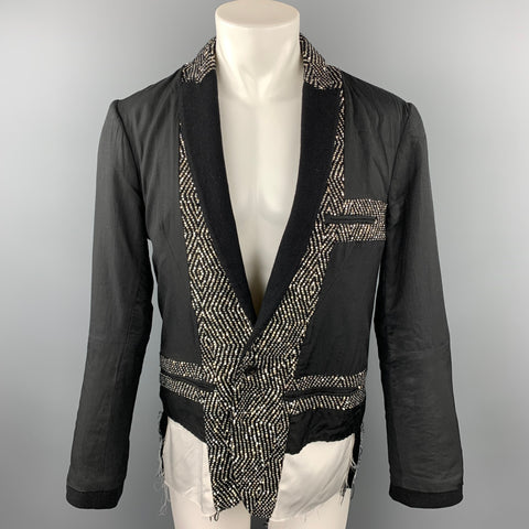 HAIDER ACKERMANN Size 40 Black Mixed Fabrics Peak Lapel Jacket