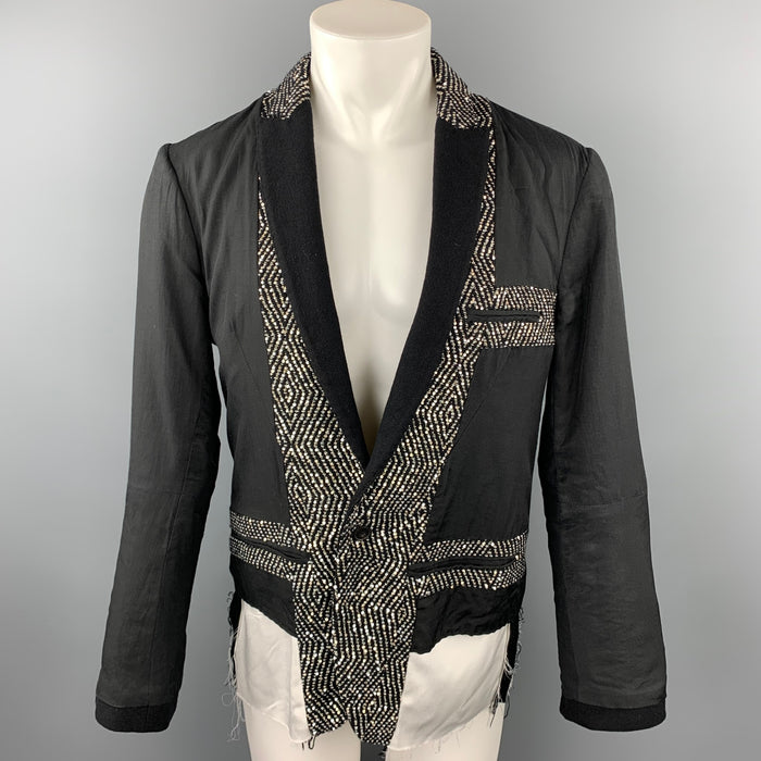 HAIDER ACKERMANN Size 40 Black Mixed Fabrics Peak Lapel Jacket