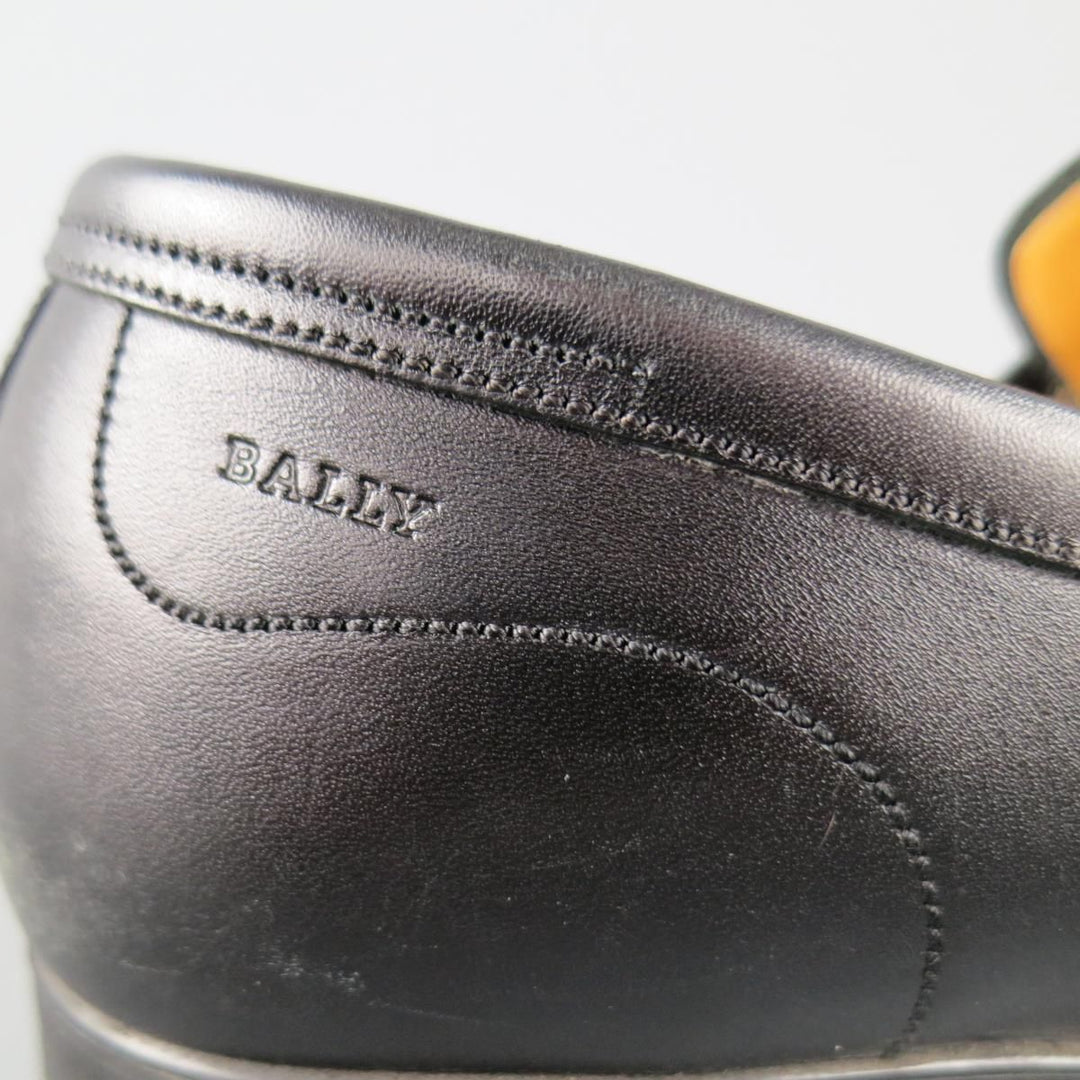 BALLY Size 7.5 Black Leather Penny Loafers