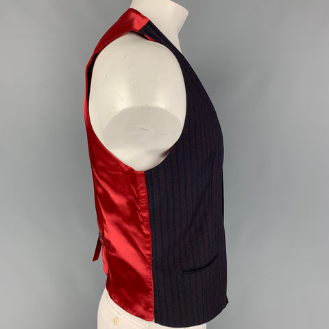 DOLCE &amp; GABBANA Talla 42 Chaleco de rayas verticales azul marino burdeos