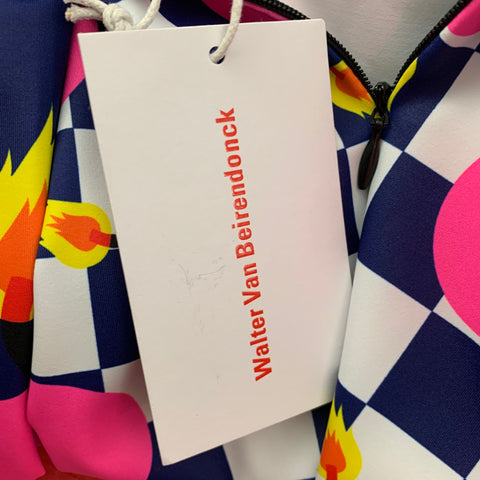 WALTER VAN BEIRENDONCK SS20 Size L Blue Pink Graphic Nylon Jersey Bike Top