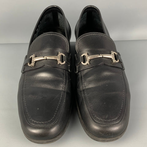 SALVATORE FERRAGAMO Size 12 Black Leather Horsebit Loafers