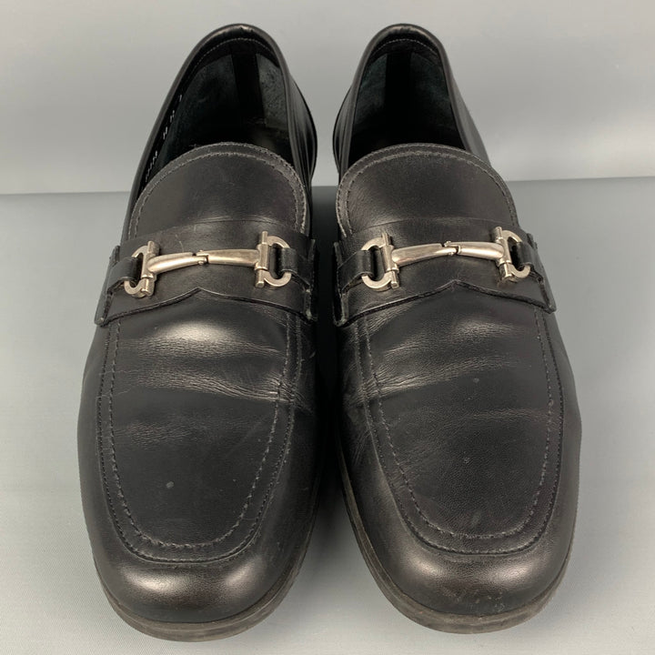 SALVATORE FERRAGAMO Talla 12 Mocasines Horsebit de cuero negro