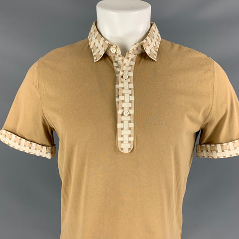 Vintage BURBERRY PRORSUM Spring 2006 Size M Beige & White Cotton Polo