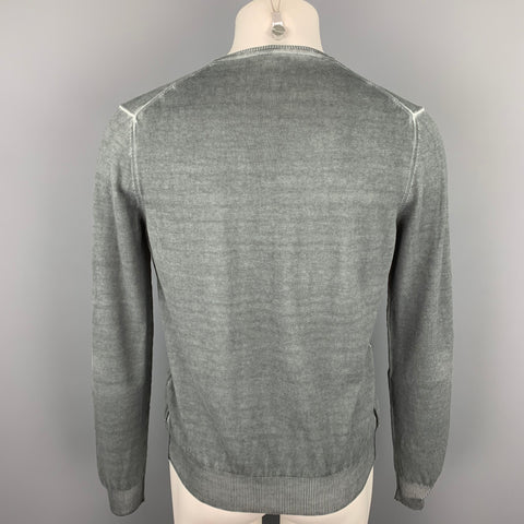 PLOUMANACH Size M Slate Dyed Cotton V-Neck Pullover