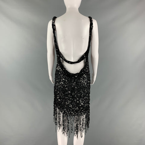 ATTICO Size 6 Black Polyamide Sequined Low Back Dress