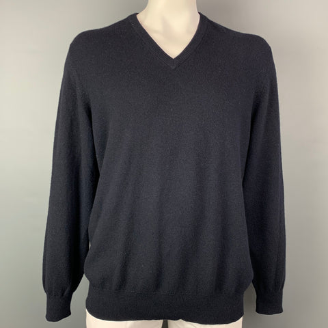 BROOKS BROTHERS Jersey de cachemira con cuello en V azul marino Talla XL