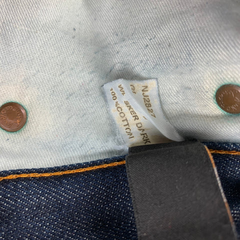NUDIE JEANS Size 28 Dark blue Contrast Stitch Cotton Button Fly Jeans