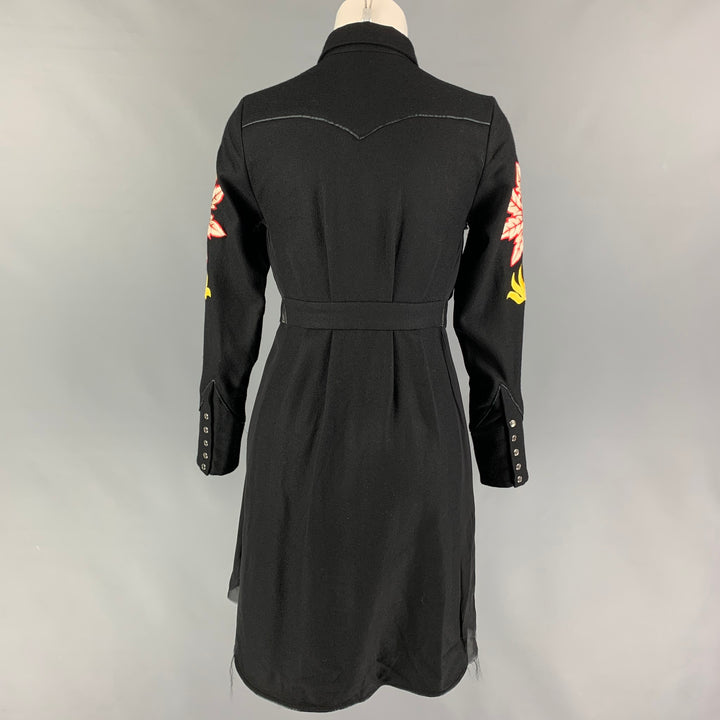 CHRISTIAN DADA Size XS Black Multi-Color Wool Embroidered Snaps Dress